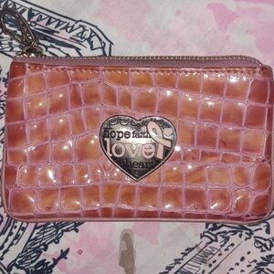 Brighton patent leather coin pouch with silver heart